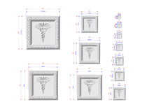 Load image into Gallery viewer, Caduceus Symbol Carved Wood Rosette, Medical Office Decor, Square Carved Decor, 1pc, Unpainted, Home Wall Embellishments, Wood Onlay