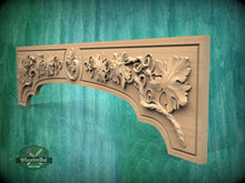 Load image into Gallery viewer, Elegant Handcrafted Wooden Range Hood Pediment, Vineyard-Inspired Kitchen Decor, 1pc, Unpainted, Home Wall Decoration, Furniture Carving
