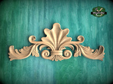 Load image into Gallery viewer, Versatile Acanthus Leaf Wood Onlay, Classic Carved Decor, Unpainted, 1pc, Home Wall Embellishments, Furniture Carving, Ornamental Woodwork