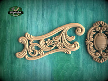 Load image into Gallery viewer, Rococo-Style Carved Wood Onlay for Elegant Furniture and Fireplace Decor, 1pc, Unpainted, Home Wall Embellishments, Furniture Carving