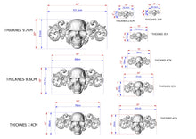 Load image into Gallery viewer, Gothic Elegance Wooden Applique, 1 pc, Horizontal wooden floral center onlay with skull, horizontal decor, carved decoration of wood