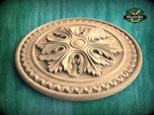 Load image into Gallery viewer, Renaissance Rosette: Carved Wooden Emblem, 1 pc, Unpainted, Decorative Rosettes