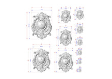 Load image into Gallery viewer, Classic Wooden Shield Onlay, Artisanal Baroque Flourishes for Prestigious Interiors, 1 pc, Unpainted, Home Wall Embellishments, wooden trims