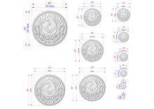 Load image into Gallery viewer, Majestic Peafowl: Regal Round Carved Wooden Rosette, 1 pc, Unpainted, Decorative Rosettes, Home Wall Embellishments, Round Wooden Onlays