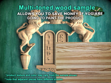 Load image into Gallery viewer, Ten Commandments & Lions Wooden Panel, Unpainted, 1pc, Home Wall Embellishments, Furniture Carving, Ornamental Woodwork