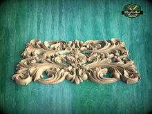 Load image into Gallery viewer, Renaissance Reverie: Exquisite Rectangular Wood Onlay, Wooden Panel, 1pc, Unpainted, Furniture Carving, Architectural Woodwork