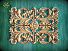 Load image into Gallery viewer, Renaissance Reverie: Exquisite Rectangular Wood Onlay, Wooden Panel, 1pc, Unpainted, Furniture Carving, Architectural Woodwork