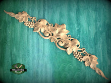 Load image into Gallery viewer, Artisanal Grapevine Carved Wood Onlay, Refined Dining Room Embellishment, 1pc, Unpainted, horizontal decor, carved decoration of wood