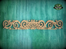 Load image into Gallery viewer, Victorian Floral Scrollwork Carved Wood Onlay, Classic Elegance, Eco-Friendly Decor, 1pc, Unfinished, Home Wall Embellishments