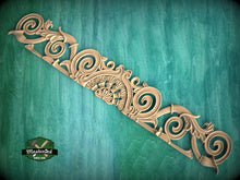 Load image into Gallery viewer, Victorian Floral Scrollwork Carved Wood Onlay, Classic Elegance, Eco-Friendly Decor, 1pc, Unfinished, Home Wall Embellishments