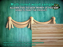 Load image into Gallery viewer, Regal Drapery: Carved Wooden Onlay, 1pc, Unpainted, Home Wall Embellishments, Furniture Carving, Wood Onlay