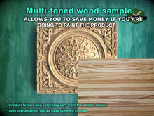 Load image into Gallery viewer, Rectangular Geometric Border Wooden Rosette with Central Filigree, 1 pc, Unpainted