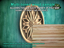Load image into Gallery viewer, Oval Wooden Rosette with Geometric Petal Design, 1pc, Unpainted, Carved Onlay