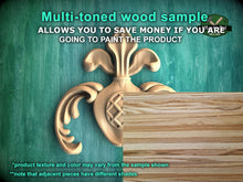 Load image into Gallery viewer, Heraldic Elegance: Central Carved Wood Appliqué, 1 piece, Unpainted, Home Wall Embellishments, wooden trims, wood wall art decor