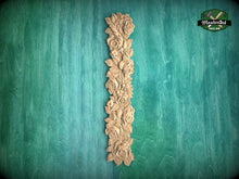 Load image into Gallery viewer, Vertical Carved Roses Wooden Applique, Romantic Floral Decor, Unfinished, 1pc,  Furniture Carving, Wood Onlay