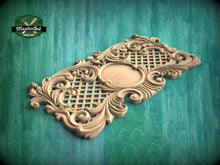 Load image into Gallery viewer, Carved Wooden Lattice Panel, Classical Design Element, Carved Wood Onlay, 1pc, Unpainted, Furniture Carving, Wood Onlay