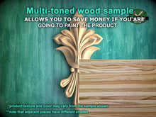Load image into Gallery viewer, Fleur-de-Lis Flourish: Vertical Wooden Carved Overlay, 1 pc, Unpainted, Home Wall Embellishments, Furniture Carving, Wood Onlays