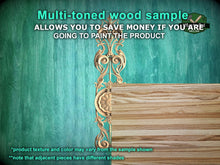 Load image into Gallery viewer, Elongated Renaissance Wooden Applique with Central Rosette, Unpainted, Carved decorative onlays, 1pc, Home Wall Embellishments