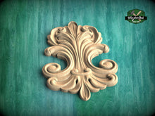 Load image into Gallery viewer, Swirling Elegance: Symphonic Wooden Onlay, 1 pc, Unpainted, Home Wall Embellishments, wooden trims, wood wall art decor