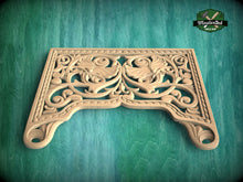 Load image into Gallery viewer, Baroque Inspired Central Carved Wood Panel with Acanthus Leaves, 1pc, Unpainted, carved decoration of wood, wooden onlay
