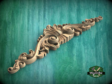 Load image into Gallery viewer, Traditional Acanthus Sweep Wooden Decorative Onlay, Wooden Carved Horizontal Furniture Applique Onlay, 1pc, Unfinished, Furniture Carving