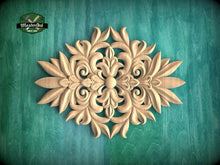 Load image into Gallery viewer, Elegant Floral Symphony Carved Wood Onlay, Natural Wood Pattern, 1 pc, Unpainted, Home Wall Embellishments, wooden trims