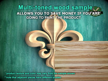 Load image into Gallery viewer, Carved Wooden Fleur-de-lis Rosette, 1 piece, Unpainted, Home Wall Embellishments, wooden trims, wood wall art decor