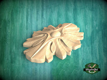 Load image into Gallery viewer, Elegant Wood Interior Rosette – Artisan Crafted, 1pc, Unpainted, Carved Onlay, Wooden Rosette, Applique furniture decor, Vertical Onlay