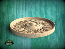 Load image into Gallery viewer, Intricate Neoclassical Carved Ceiling Rosette, 1 pc, Unpainted, Decorative Rosettes, Home Wall Embellishments, round wooden trims