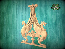 Load image into Gallery viewer, Natural Wood Griffin Onlay, Protective Mythical Creatures, Luxurious Architectural Decor, Unpainted, 1pc, Home Wall Embellishments