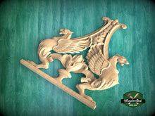 Load image into Gallery viewer, Natural Wood Griffin Onlay, Protective Mythical Creatures, Luxurious Architectural Decor, Unpainted, 1pc, Home Wall Embellishments