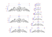 Load image into Gallery viewer, Openwork Floral Wood Applique for Interiors, Graceful Swirl Horizontal Wood Onlay, 1pc, Unpainted, Carved Wood Applique for Fireplace Mantel