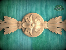 Load image into Gallery viewer, Classic Carved Wood Oak Leaf Applique - Horizontal Trim Accent, 1pc, Unfinished, Home Wall Embellishments, Furniture Carving, Wood Onlay