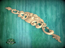 Load image into Gallery viewer, Elegant Carved Wooden Rose Basket - Decorative Onlay Piece, 1pc, Unpainted, horizontal decor, carved decoration of wood, wooden onlay
