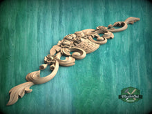 Load image into Gallery viewer, Elegant Carved Wooden Rose Basket - Decorative Onlay Piece, 1pc, Unpainted, horizontal decor, carved decoration of wood, wooden onlay