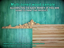 Load image into Gallery viewer, Personalized Horizontal Wood Applique With Floral Motif, 1 pc, Unpainted, carved decoration of wood, wooden onlay