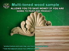 Load image into Gallery viewer, Neoclassical Shell Motif Wood Carved Onlay, Elegant Architectural Accent, 1 pc, Unpainted, decorative wood trim, Home Decor Detail