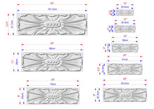 Load image into Gallery viewer, Rectangular Elegant Leaf and Floral Wood Onlay, Artisanal Furniture Embellishment, Wooden Rosette, 1 pc, Unpainted, wood wall art decor