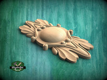 Load image into Gallery viewer, Vertical Carved Wooden Rosette with Leaf Scrollwork, Renaissance Inspired Decor, 1pc, Unfinished, Home Wall Embellishments, Wood Onlay