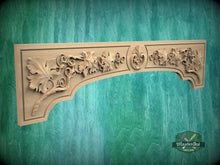 Load image into Gallery viewer, Elegant Handcrafted Wooden Range Hood Pediment, Vineyard-Inspired Kitchen Decor, 1pc, Unpainted, Home Wall Decoration, Furniture Carving