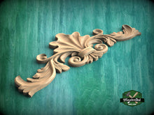 Load image into Gallery viewer, Versatile Acanthus Leaf Wood Onlay, Classic Carved Decor, Unpainted, 1pc, Home Wall Embellishments, Furniture Carving, Ornamental Woodwork