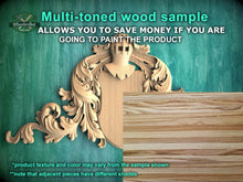 Load image into Gallery viewer, Regal Acanthus Leaf Wood Onlay, Heraldic Shield for Stately Decor, 1 pc, Unpainted, decorative wood trim