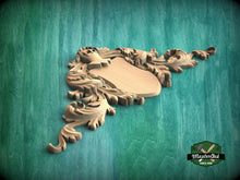 Load image into Gallery viewer, Regal Acanthus Leaf Wood Onlay, Heraldic Shield for Stately Decor, 1 pc, Unpainted, decorative wood trim