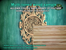 Load image into Gallery viewer, Vertical Ornate Oval Wooden Applique with Floral Centerpiece, 1pc, Unpainted, Home Wall Embellishments, Furniture Carving, Wood Onlay