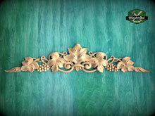 Load image into Gallery viewer, Artisanal Grapevine Carved Wood Onlay, Refined Dining Room Embellishment, 1pc, Unpainted, horizontal decor, carved decoration of wood