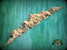 Load image into Gallery viewer, Artisanal Grapevine Carved Wood Onlay, Refined Dining Room Embellishment, 1pc, Unpainted, horizontal decor, carved decoration of wood