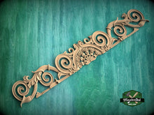 Load image into Gallery viewer, Victorian Floral Scrollwork Carved Wood Onlay, Classic Elegance, Eco-Friendly Decor, 1pc, Unfinished, Home Wall Embellishments