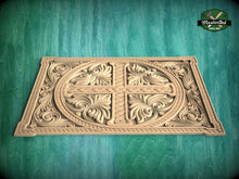 Load image into Gallery viewer, Hand-Carved Cross Foliage Panel, Symbolic Religious Artwork, Wooden Panel, 1pc, Unpainted, Furniture Carving, Architectural Woodwork