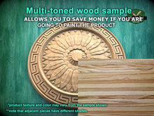 Load image into Gallery viewer, Sunburst Elegance: Greek Key Round Wooden Rosette, 1 pc, Unpainted, Decorative Rosettes, Home Wall Embellishments, round wooden trims