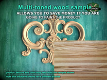 Load image into Gallery viewer, Regal Elegance: Ornamental Wooden Crest Applique, 1pc, Unpainted, Decorative Wood Trim, Wood Carved Applique Onlay, Home Wall Embellishments